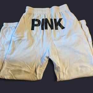 PINK Victoria's Secret Joggers in White with Black Logo